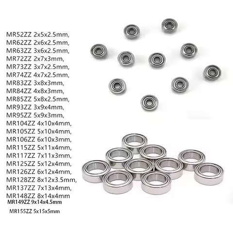10pcs Miniature Bearing Metal Sealed Multiple Sizes MR52 MR63 MR84 MR105 MR74 MR115 MR105 MR126 MR14