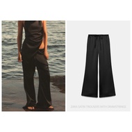 ZARA SATIN Pants High Waist TROUSERS WITH DRAWSTRINGS (A2902)