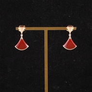 BVLGARI(寶格麗) DIVAS’DREAM 18k 鑲鑽 紅玉髓 扇子耳環 18K玫瑰金/鑽石/紅玉髓 玫瑰金