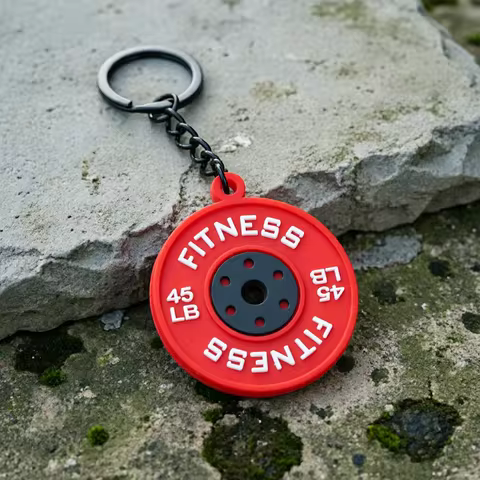 Fitness Keychain Gym Key chain Weightlifting Keyring Silicone Weight Plate Gym Jewelry