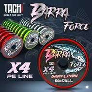 TACHI BARRA FORCE PE 4X Casting Braided Line 100M 6-60lbs Line Saltwater Freshwater Tali Ultra Stron