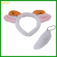 super Kids Animal Costume Sheep Ears Headband Tail 2pcs Set