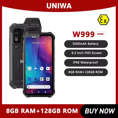 UNIWA W999 ATEX Explosion IP68 Walkie Talkie 6.3 Inch FHD Helio G99 8GB+128GB 4400mAh Smartphone And