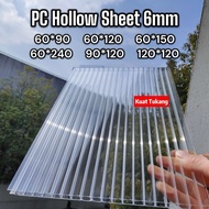 PC Hollow Sheet 6mm / Polycarbonate Sunroof Roof Waterproof Greenhouse Awning Partition Wall Ceiling