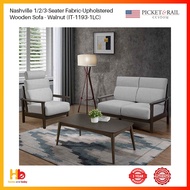 Nashville 1/2/3-Seater Fabric-Upholstered  Wooden Sofa - Walnut (IT-1193-1LC)