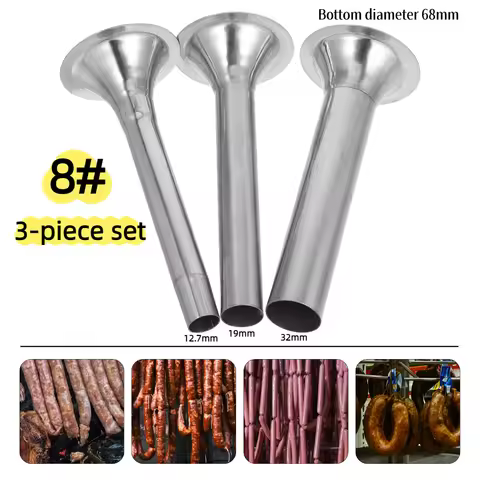 8 # Stainless steel enema tube three piece set, reusable sausage enema funnel and extended enema tub