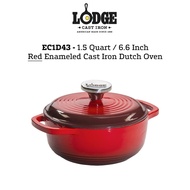 EC1D43 - Lodge 1.5 Quart Red Enameled Cast Iron Dutch Oven Enamel Pot