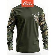 Men's 3D geometric printed casual T-shirt long sleeved elastic polyester knitted fabric, regular ver