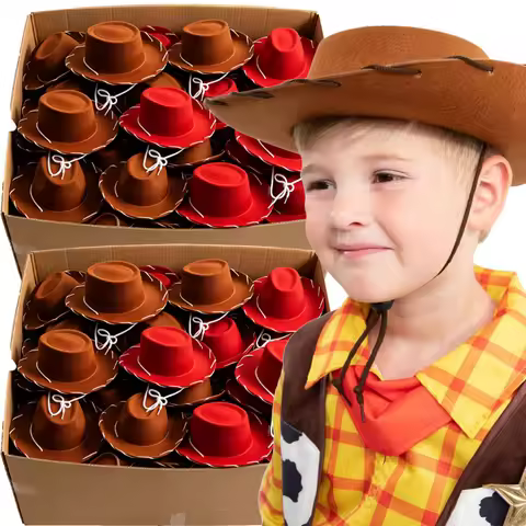 Cowboy Brown Red Felt Woody Cowboy Hat for Children Adjustable Western Big Brimmed Cowboy Cap Outdoo
