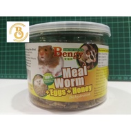 Bengy Meal Worm/Ulat Roti 75g （+Eggs +Honey） Snack for(Hamster/Sugar Glider/Hedgehog) Dehydrated
