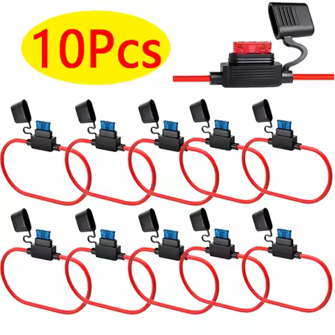 10Pcs Car Mini Waterproof Fuse Box Blade Type In Line Fuse Holder Power Socket 14AWG for 2V 30A Car 