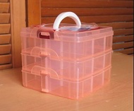 三層 透明橙色 收納 工具盒 首飾髮飾箱