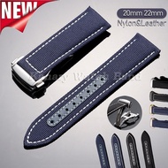 Premium Nylon Genuine Leather Watch Strap 20mm 22mm for Seamaster 300 Folding Buckle Bracelet Univer