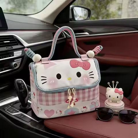 KT Cat Cosmetic Bag with Large Capacity Cute Compartments Perfect for Girls To Store Cosmetics Trave