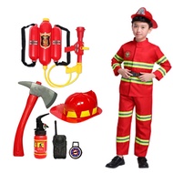 Halloween Cosplay Kids Firefighter Uniform Children Sam Fireman Role Play Work Clothing Suit Boy Gir