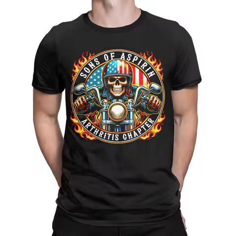 Men's Sons Of Aspirin Arthritis Chapter Usa Rider Motorcycle Biker T Shirts Cotton Tops Summer T Shi