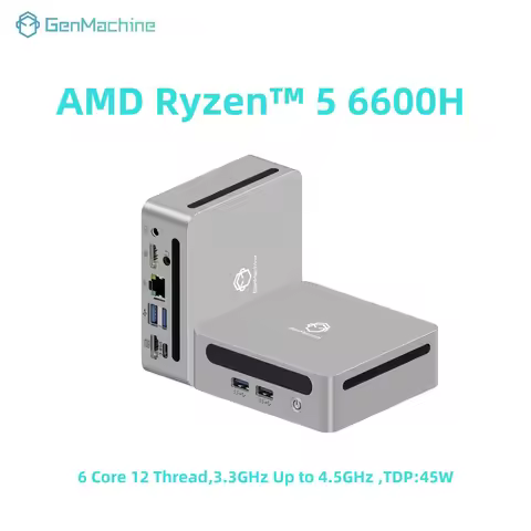 AMD Ryzen 5 6600H , 6 Core 12 Thread,3.3GHz Up to 4.5GHz ,TDP:45W DDR5 16G 6400Mhz WIFI6 Mini Pc Gam
