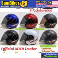 MHR AXN Open Face Visorex Helmet SIRIM FREE V Shape Smoke Visor Ready Stock SGV LTD INDEX MVStar