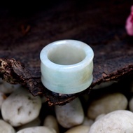 White-Green Jade Ring With Yellow Emperor Shape Glass Material Size 66-67mm.