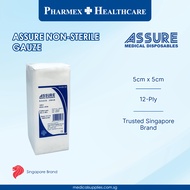 ASSURE Gauze Swab Non-Sterile 5cm x 5cm x 12-Ply, 100 Pce/Pkt