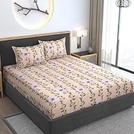 AMEYAA 350 TC Cotton Feel Glace Cotton All Around Elastic Fitted Bedsheets King Size Printed Bedshee