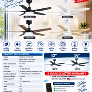 [SIRIM] Deka DX 42 DX 56 PRO CEILING FAN WITH LED LIGHT 18W 3 COLOR