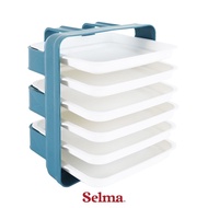 B a RU Selma Vegetable Storage Container with 6-Tier Shelf - White/biru Food Container Lunch Box