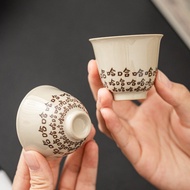 Joyful Little Teacup, Ha-Ha-Ha Ceramic Tea Cup, Life Attitude Motto Tea Cup, Plant-Ash Glazed Cup