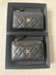 Chanel 23A拉鏈荔枝皮銀包/卡包