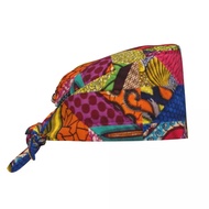 Colorful African Ankara Cleaning Working Cap Comfortable Unisex Africa Tribal Scrub Cap Surgicals Ha