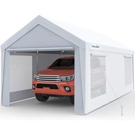 10x20 ft Heavy Duty Carport Canopy Galvanized Car Tent Outdoor Garage Boat ShelterBoat Shelter with 