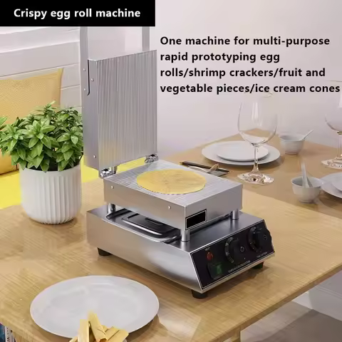 220v Home 220V Ice Cream Egg Pastry Machine Crispy Egg Roll Machine Baked Waffle Cake Baking Pan Cri