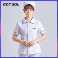 【GOTOOL】scrub suit baju medical Nurse clothing long-sleeved female round neck winter split short plus blue edge dental oral care work clothes
