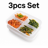 [3pcs Set] 4-Compartment Food Storage Container – Microwave Safe & Freezer Safe
