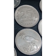 koin kuno 25 rupiah tahun 1971 nikel kinclong ASLI