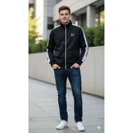 Fred Perry Unisex Tracktop Jacket - Black, Comfortable to Wear, Thick Material