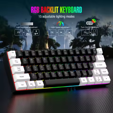 60% wired game keyboard, RGB backlit ultra-small keyboard, waterproof portable, computer/MAC game ke
