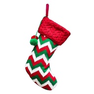 [特價]摩達客耶誕-紅綠條紋毛線編織聖誕襪