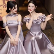 New 2026 Summer Bridesmaid Dress - Purple Satin Bridesmaid Gown