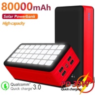 80000Mah Portable Solar Phone Charger Power Bank Large Capacity With LED Light 4USB Ports Power Bank For Xiaomi Samsung Iphone