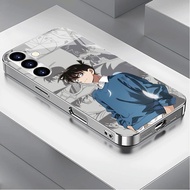 Detective Conan 09 Luxury Plated Frame Glass Phone Case For Samsung Galaxy S22 S23 S24 S25 Ultra A22