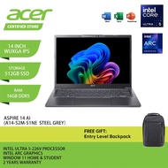 ACER Aspire 14 AI A14-52M-51NE Laptop - 14" WUXGA IPS/Intel U5-226V/16GB DDR5/512GB SSD/Intel0 ARC/W