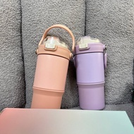 900ml Thermos Water Bottle with Handle Straw Handheld Hot Cold Korean Tumbler Stainless Steel Vacuum