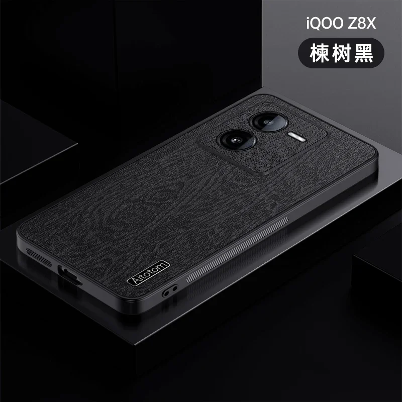 Ốp Điện Thoại Bằng Da PU Sang Trọng Cho IQOO Vỏ Bảo Vệ Chống Sốc Họa Tiết Gỗ Tương Thích Với Nhiều M