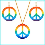 Nan Jewelry Decor Rainbow Peace Sign Pendant Earrings Necklace  for Sisters Girl