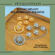 PETALSSTYLED Butang Baju Melayu Berantai Exclusive Bulan Bintang Baju Nikah Kahwin Viral Set Muslim Fashion FREE Box