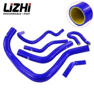 LIZHI- Blue & yellow 6PCS Silicone Radiator Hose kit With PQY Logo For HONDA CIVIC DOHC Type R DC2 E