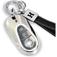 for Mercedes Benz Key fob Cover with Metal Keychain Case Key Shell Protector Compatible with 2021-20