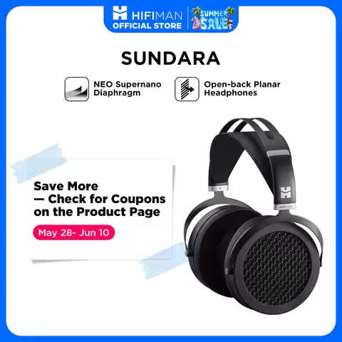 HIFIMAN SUNDARA Over-Ear Full-Size Planar Magnetic Headphones (Black) with High Fidelity Design Meta
