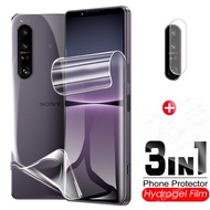 3 In 1ฟิล์มไฮโดรเจลสำหรับ Sony Xperia 1 10 IV ฟิล์มปกป้องหน้าจอฟิล์มหลังสำหรับ Xperia 1 10 II 5 III ฟิล์มนิรภัยไม่ใช่กระจก